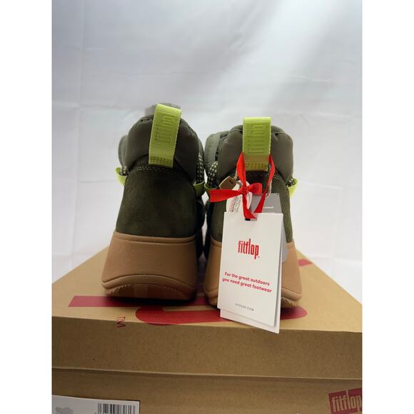 FitFlop F-Mode Womens 8.5 Water Resistant Fleece Lined Winter Ankle Boots Green - Picture 6 of 14